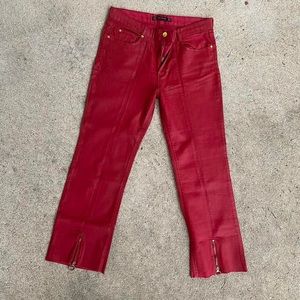 zara red faux leather pants